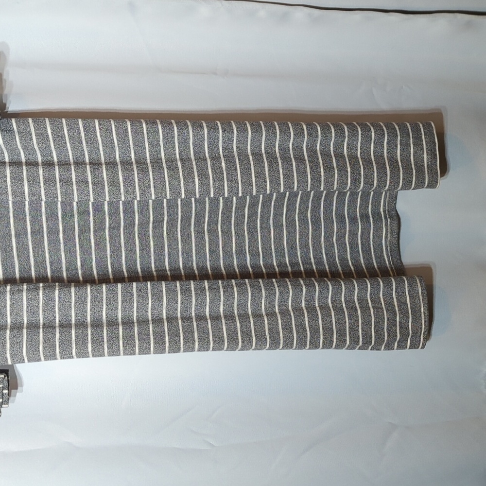 Umgee striped duster length open front side slit grey white cardigan boho beach - Picture 3 of 9